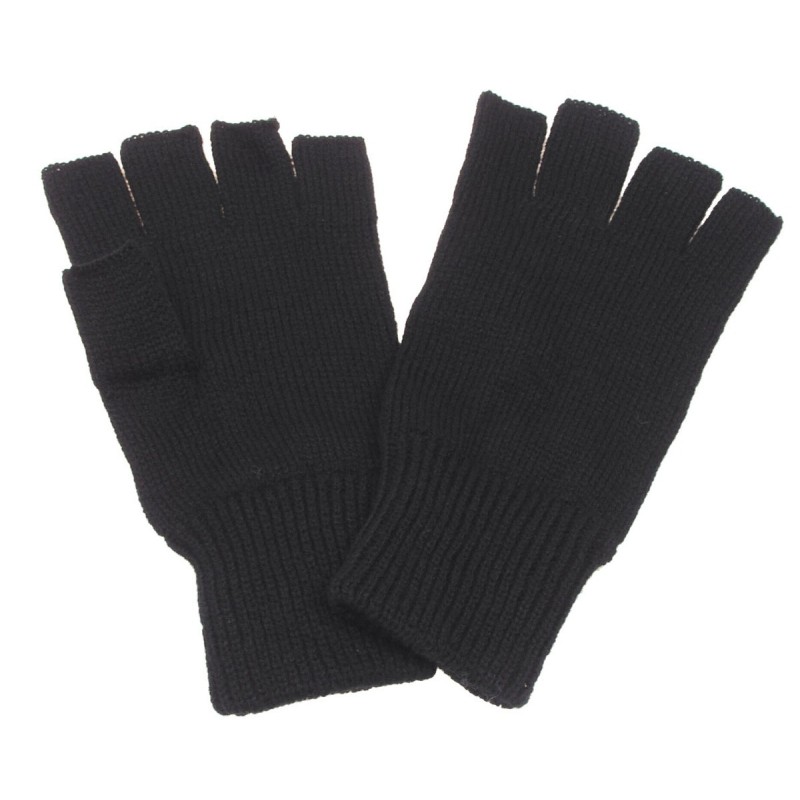 Γάντια με κομμένα δάκτυλα πλεκτά μαύρα